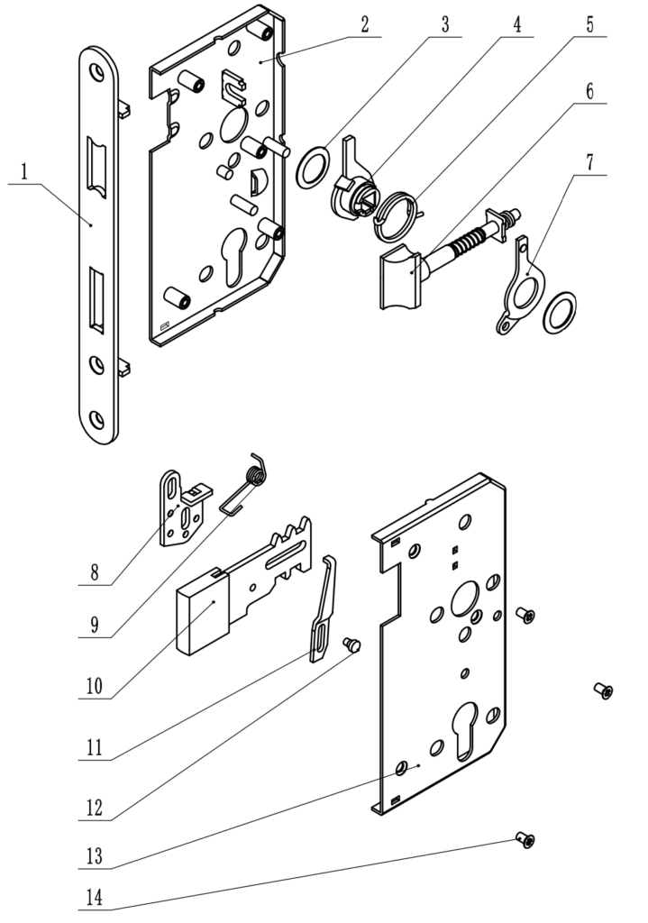 Components of the mortise locks