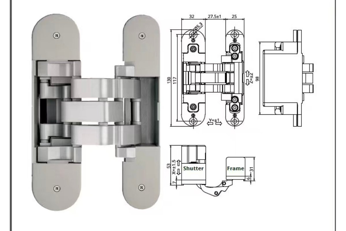 door thickness and 3D adjustment