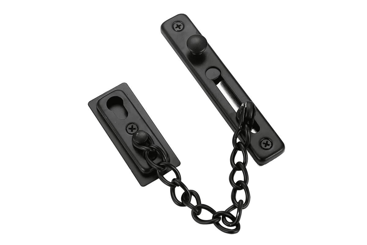 chains and guards on doors for controlled partial opening