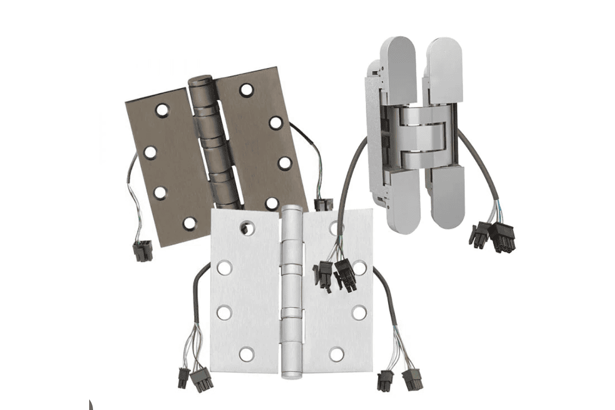 electrified hinges vs door loops vs power transfer devices for wired doors