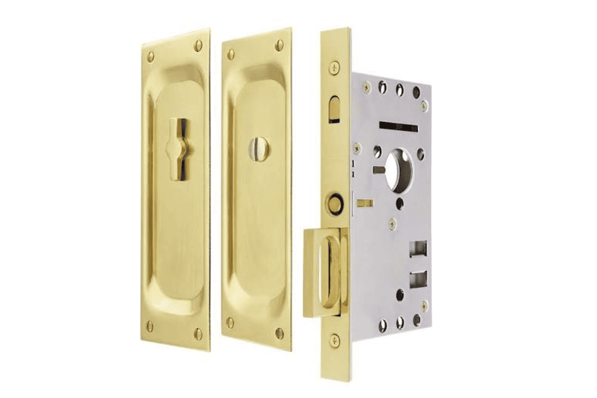 Pocket door hardware rebound device pocket door hardware rebound device and pull ring for hidden sliding door operation