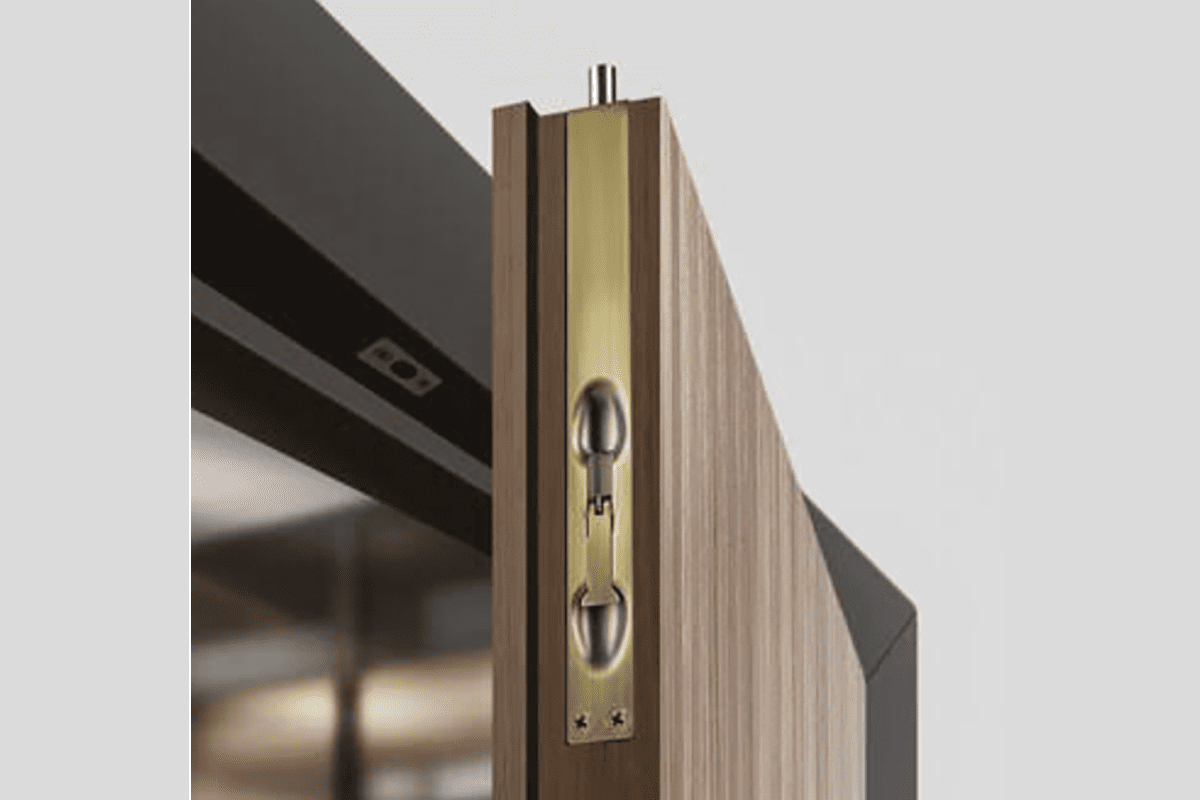 Passive French door secured by top and bottom flush bolts passive door with flush bolts on French doors