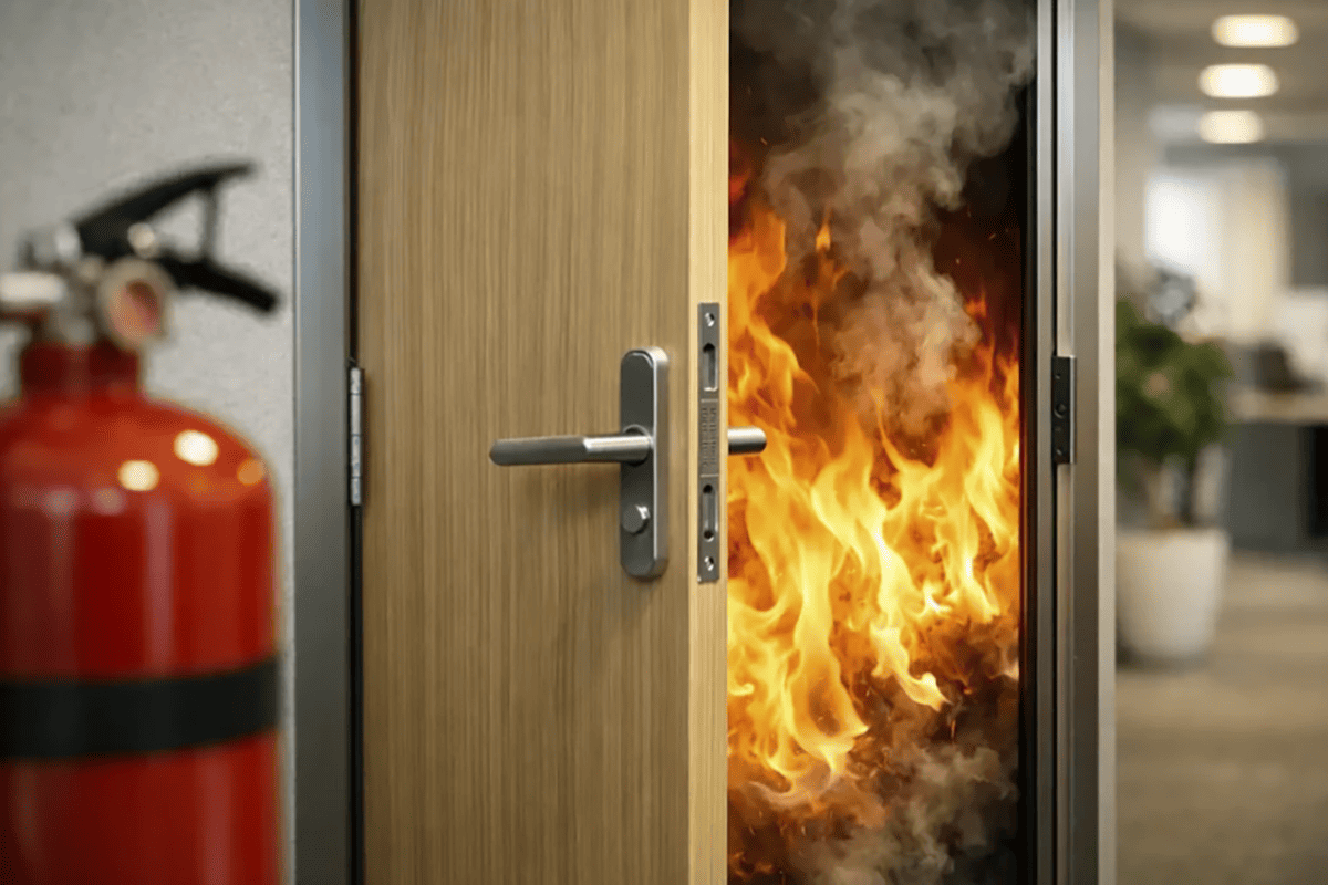 Fire door locks and intumescent protection fire door locks with intumescent protection for certified fire door assemblies