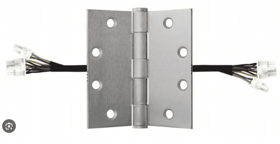power transfer devices and electrified hinges for concealed door wiring